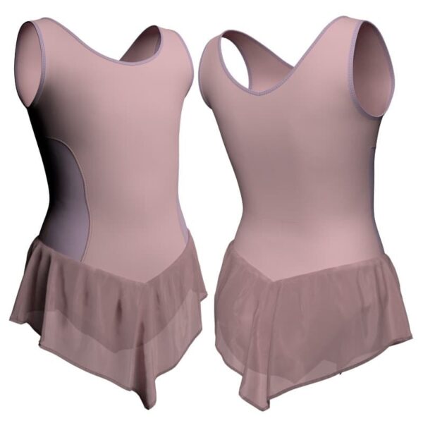 body danza con gonnellino in chiffon senza maniche e inserto sk714lcc415