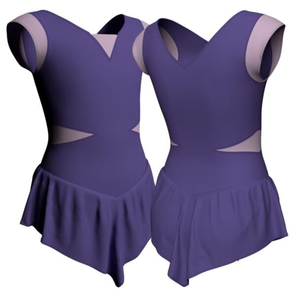 body danza con gonnellino maniche aletta e inserto sk714lcl115ss