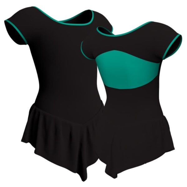 body danza con gonnellino maniche aletta e inserto sk714lcl211