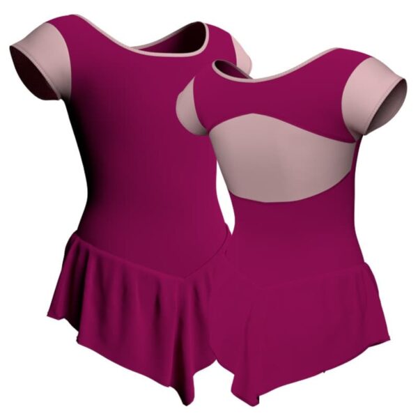 body danza con gonnellino maniche aletta e inserto sk714lcl211t