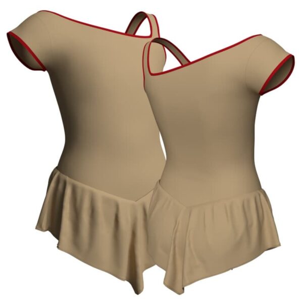 body danza con gonnellino monospalla e inserto sk714lcl2171