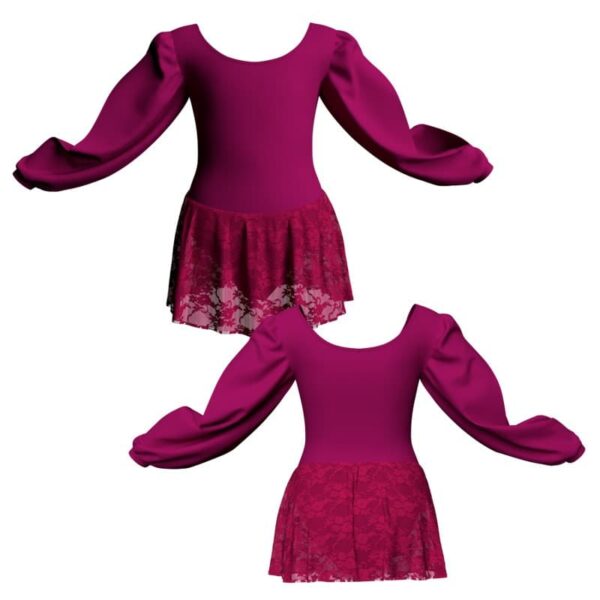 body danza gonnellino in pizzo maniche lunghe con inserto sk1lcp2633