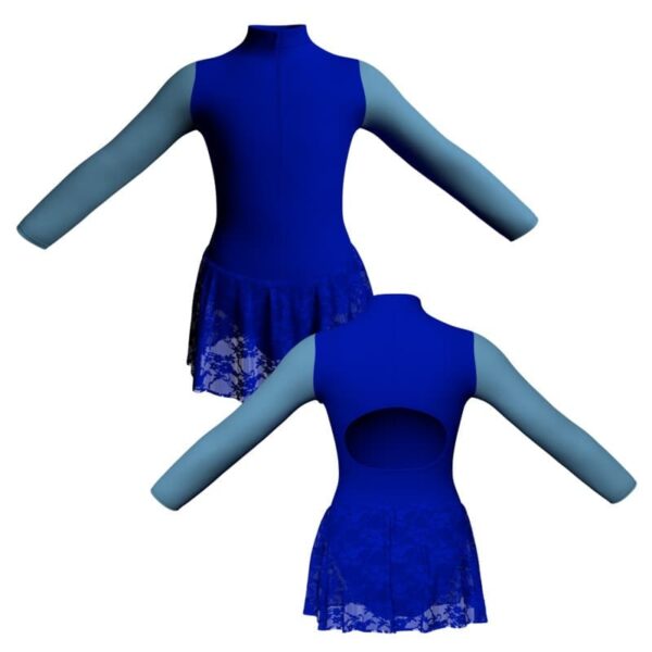 body danza gonnellino in pizzo maniche lunghe con inserto sk1lcp3095t