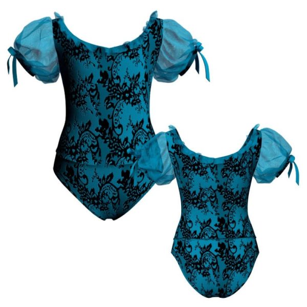 body danza in belen maniche a palloncino con inserto in rete o pizzo por2504