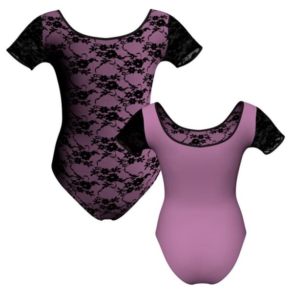 body danza in belen pro manica corta con inserto in rete o pizzo pba407t