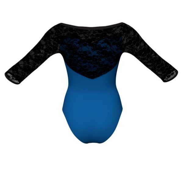 body danza in belen pro maniche 3 4 con inserto in rete o pizzo pba1051