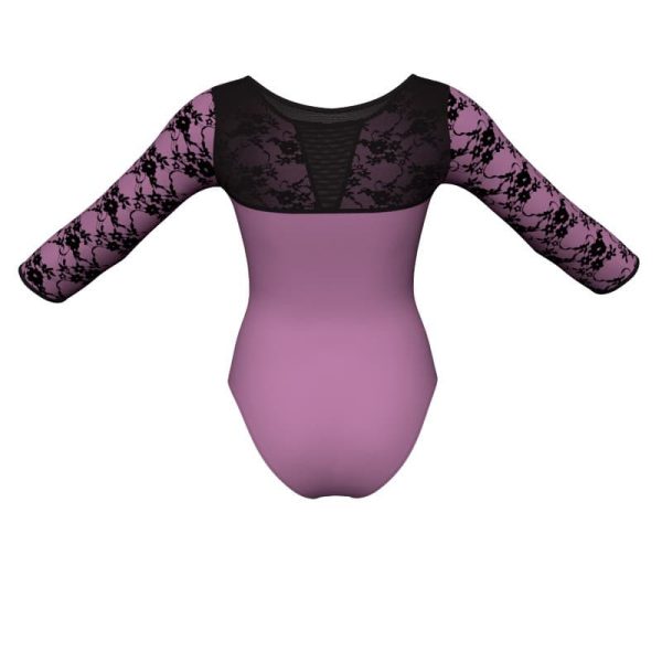 body danza in belen pro maniche 3 4 con inserto in rete o pizzo pba1161