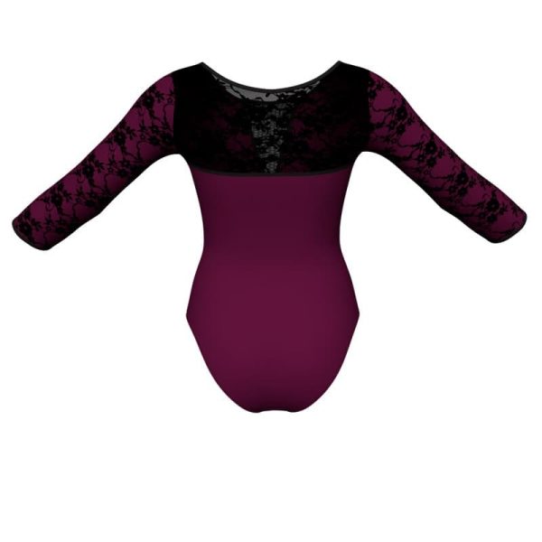 body danza in belen pro maniche 3 4 con inserto in rete o pizzo pba1163