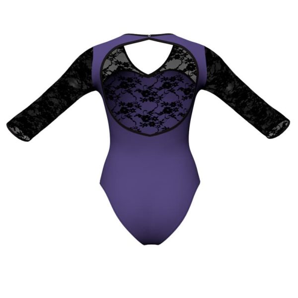 body danza in belen pro maniche 3 4 con inserto in rete o pizzo pba1261