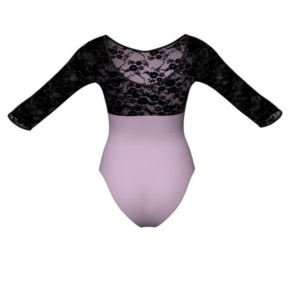 body danza in belen pro maniche 3 4 con inserto in rete o pizzo pba1281