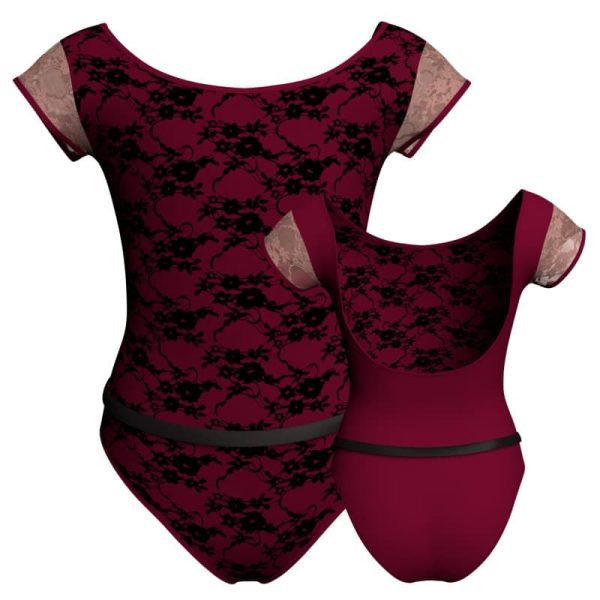 body danza in belen pro maniche aletta con inserto in rete o pizzo pba2109t1