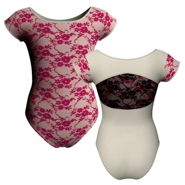 body danza in belen pro maniche aletta con inserto in rete o pizzo pba211