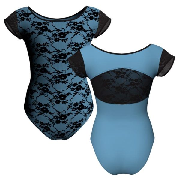 body danza in belen pro maniche aletta con inserto in rete o pizzo pba211t1