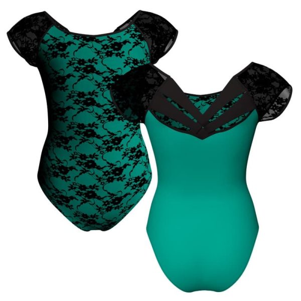 body danza in belen pro maniche aletta con inserto in rete o pizzo pba212