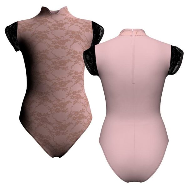 body danza in belen pro maniche aletta con inserto in rete o pizzo pba2601