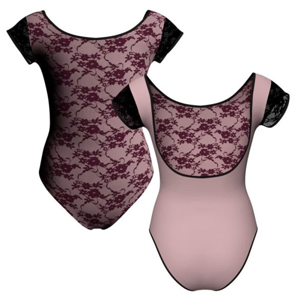 body danza in belen pro maniche aletta con inserto in rete o pizzo pba414t