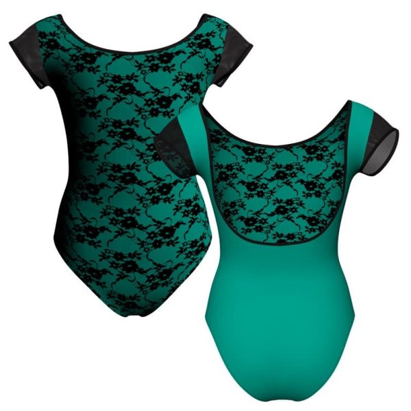 body danza in belen pro maniche aletta con inserto in rete o pizzo pba414t1