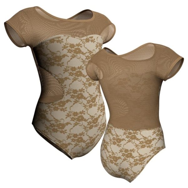 body danza in belen pro maniche aletta con inserto in rete o pizzo pbr10011