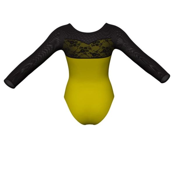 body danza in belen pro maniche lunghe con inserto in rete o pizzo pba10191