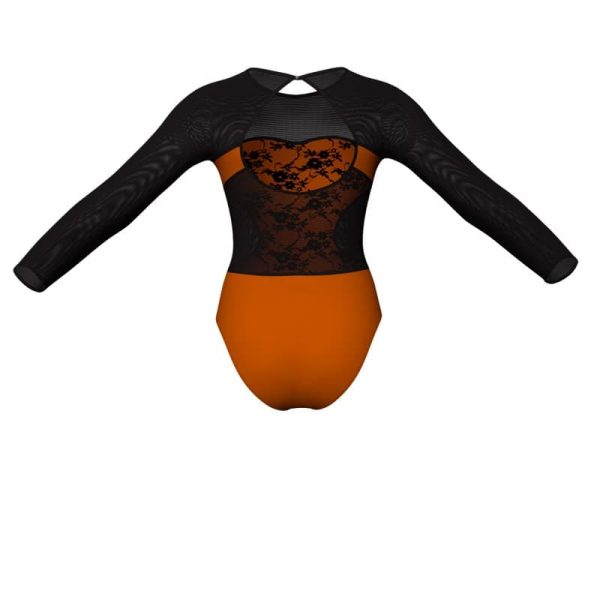 body danza in belen pro maniche lunghe con inserto in rete o pizzo pba1103