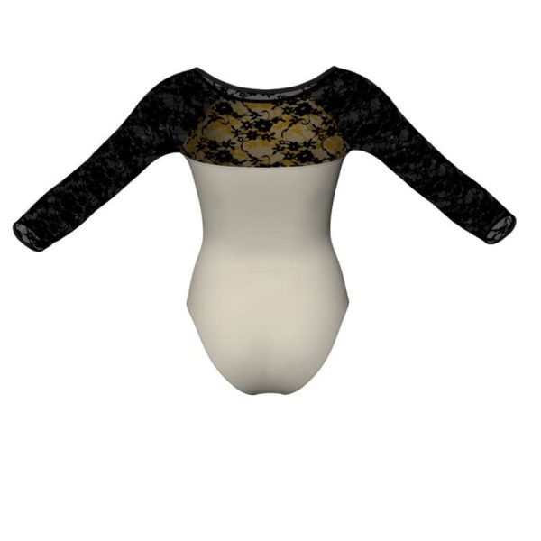 body danza in belen pro maniche lunghe con inserto in rete o pizzo pba2051