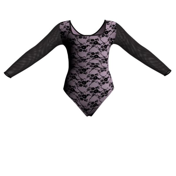 body danza in belen pro maniche lunghe con inserto in rete o pizzo pba2537t