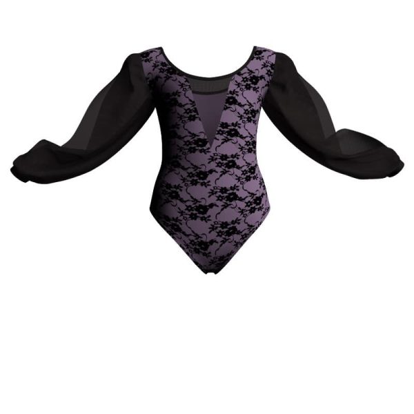 body danza in belen pro maniche lunghe con inserto in rete o pizzo pba2633