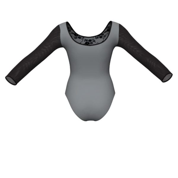 body danza in belen pro maniche lunghe con inserto in rete o pizzo pba405t3