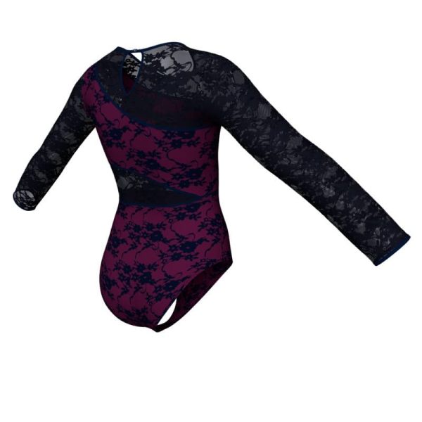 body danza in belen pro maniche lunghe con inserto in rete o pizzo pbr1085