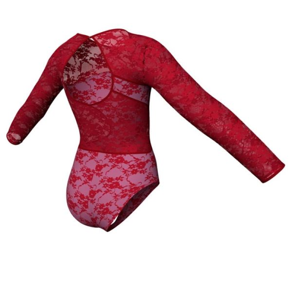 body danza in belen pro maniche lunghe con inserto in rete o pizzo pbr1101