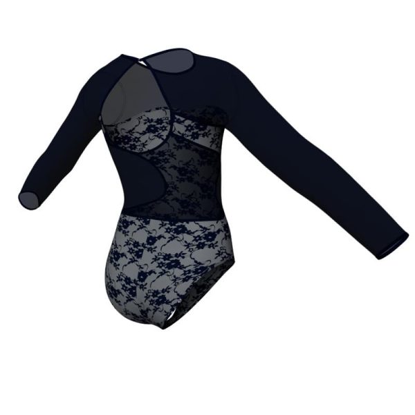 body danza in belen pro maniche lunghe con inserto in rete o pizzo pbr1105