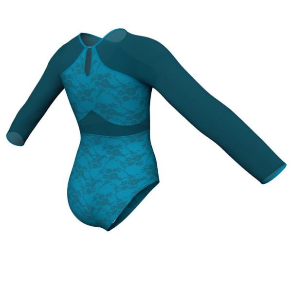 body danza in belen pro maniche lunghe con inserto in rete o pizzo pbr1131