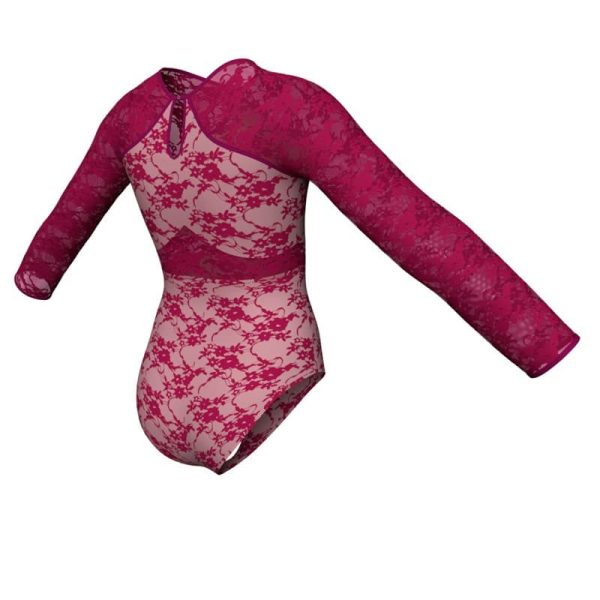 body danza in belen pro maniche lunghe con inserto in rete o pizzo pbr1135