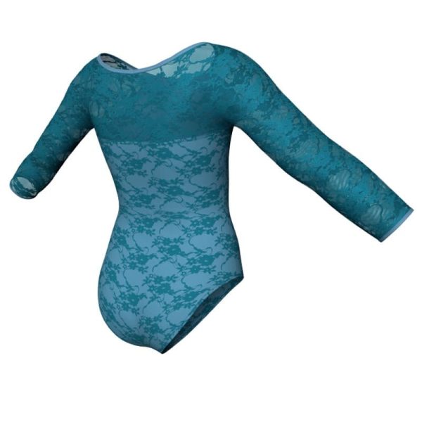 body danza in belen pro maniche lunghe con inserto in rete o pizzo pbr2055