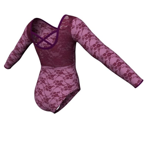 body danza in belen pro maniche lunghe con inserto in rete o pizzo pbr2283