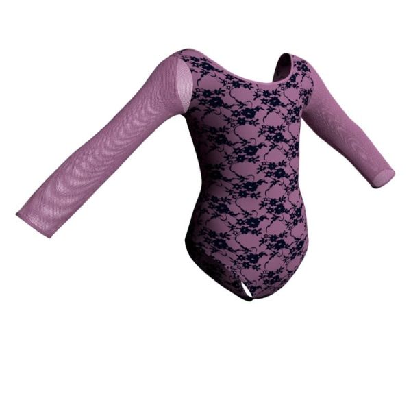 body danza in belen pro maniche lunghe con inserto in rete o pizzo pbr411t