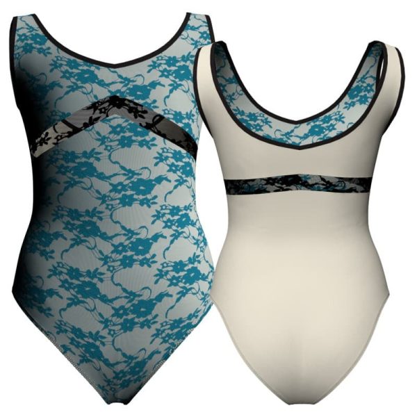 body danza in belen pro senza maniche con inserto in rete o pizzo pba1251