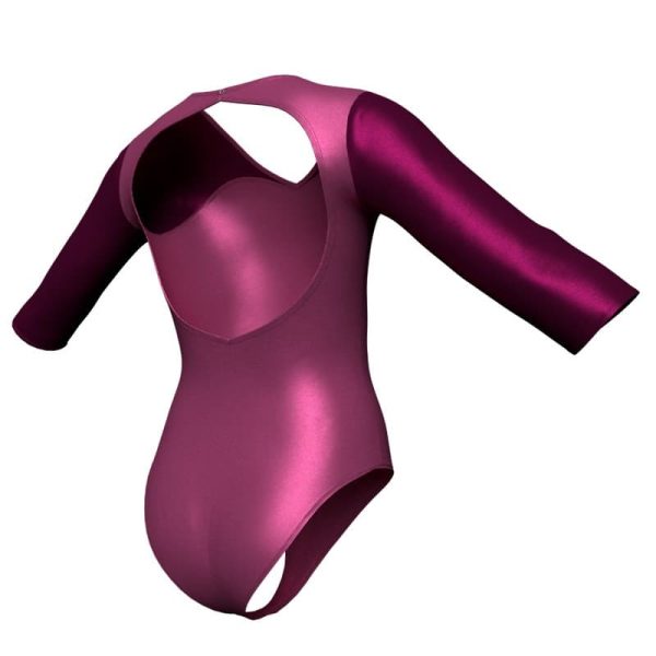 body danza in lurex maniche 3 4 con inserto pxc1261