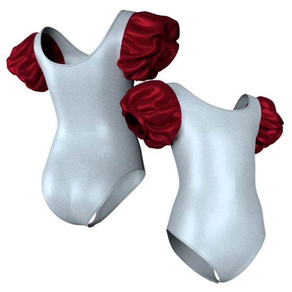 body danza in lurex maniche a palloncino con inserto pxc2641