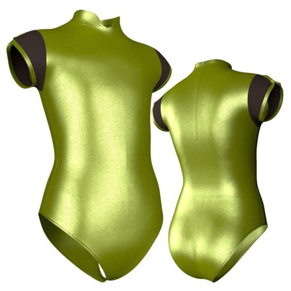 body danza in lurex maniche aletta con inserto pxl26012