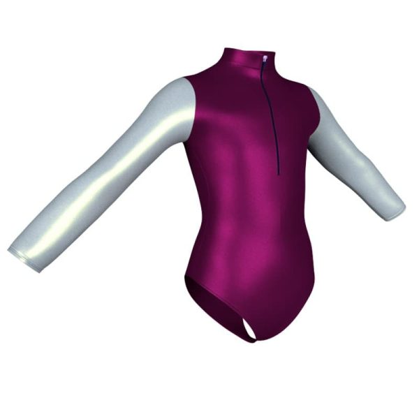 body danza in lurex maniche lunghe con inserto pxc3095t