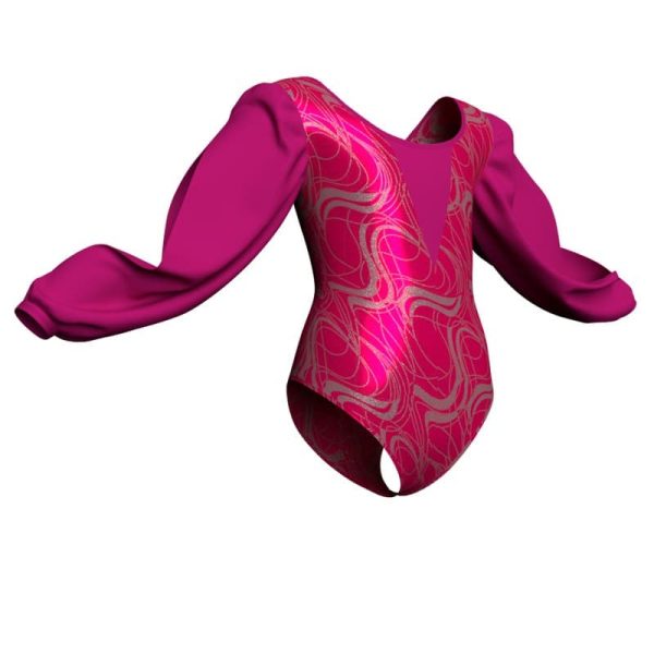 body danza in lurex maniche lunghe con inserto pxl2633