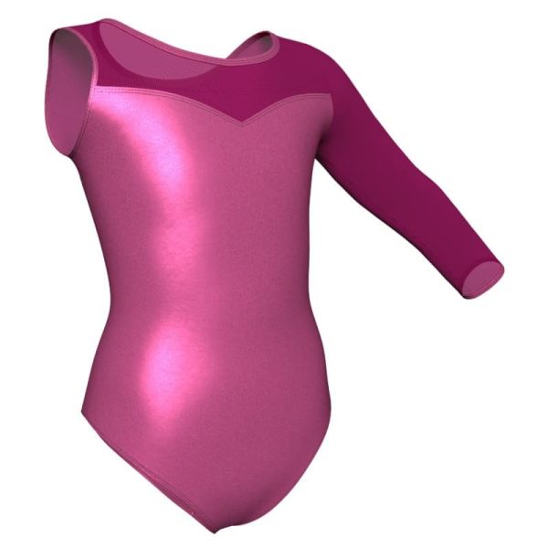 body danza in lurex monospalla con inserto in rete o pizzo pxr1019sst2