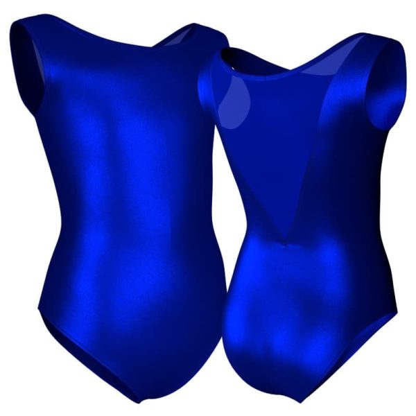 body danza in lurex senza maniche con inserto in rete o pizzo pxr10031