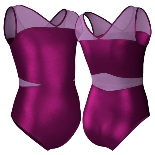 body danza in lurex senza maniche con inserto in rete o pizzo pxr1011