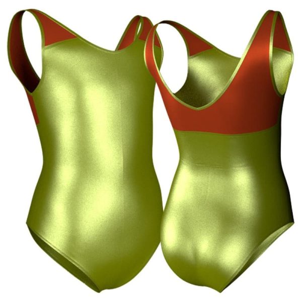 body danza in lurex senza maniche con inserto pxc220