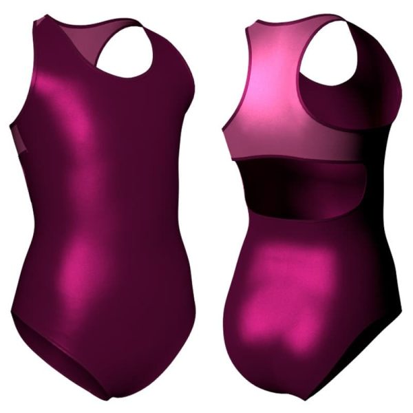 body danza in lurex senza maniche con inserto pxc237