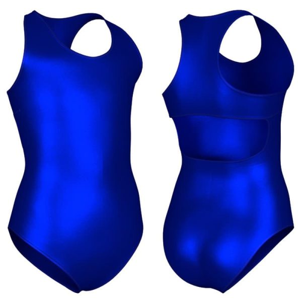 body danza in lurex senza maniche con inserto pxc2371