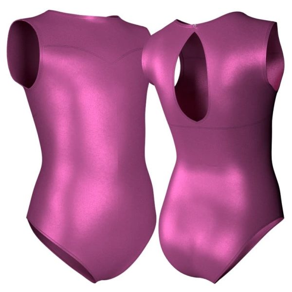 body danza in lurex senza maniche con inserto pxc30141