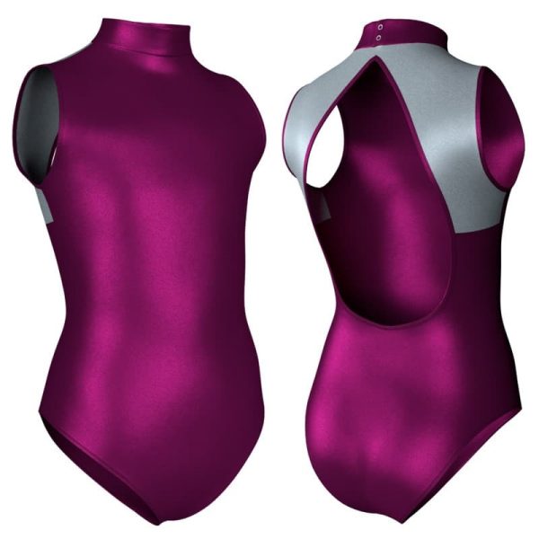 body danza in lurex senza maniche con inserto pxc510t